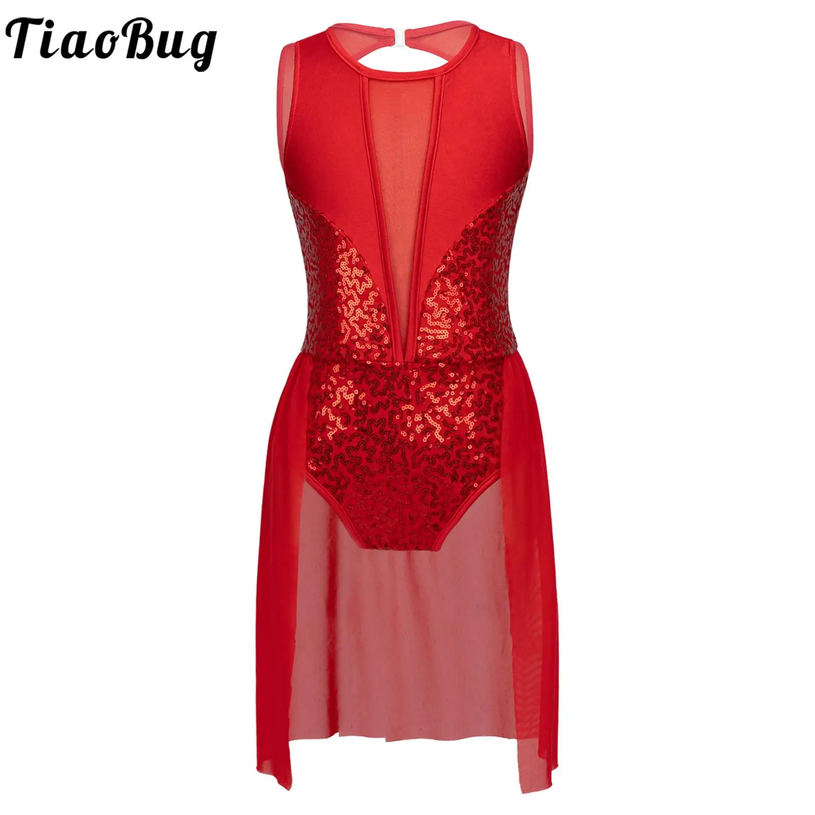 

Блестящее платье для латиноамериканских танцев с блестками для девочек, детское Сетчатое лоскутное платье без рукавов с открытой спиной для балета, гимнастики, трико, платья