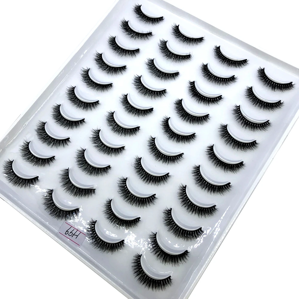 20 Paar 3D-Faux-Nerzwimpern, natürliche falsche Wimpern, dramatisch, flauschig, weich, dünn, Volumen, Kreuz, wiederverwendbare Wimpern-MaKeup-Tools – Detail 16