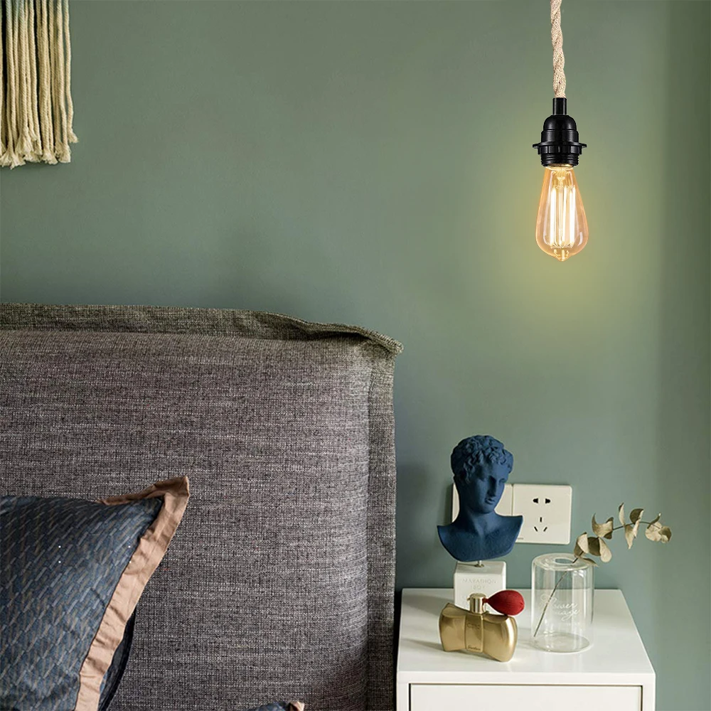 Decorative Lights DIY Lighting Accessories EU Plug Power Cord Vintage Hemp Cord 2 Meters 3 Meters Convered With ON/OFF Switch Retro Pendant Light Design Lighting Decor