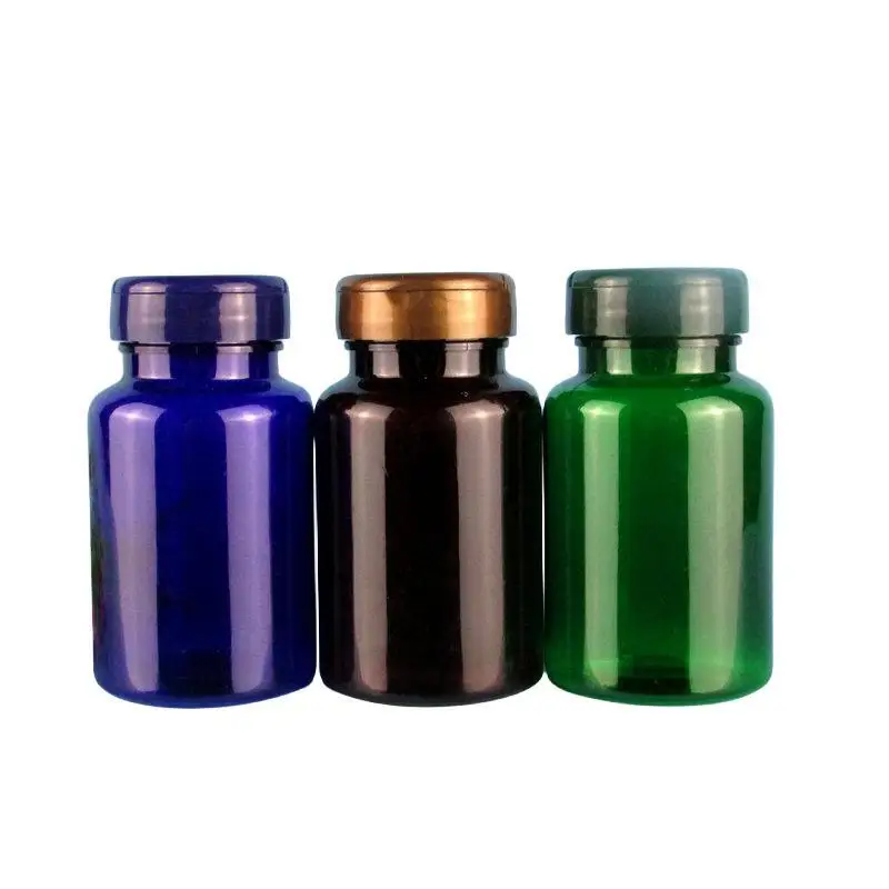 

120ML Green/Blue/Brown Plastic Portable Medicine Pills Package, 120cc Convenient Empty Tablets/Capsules Refillable Bottle