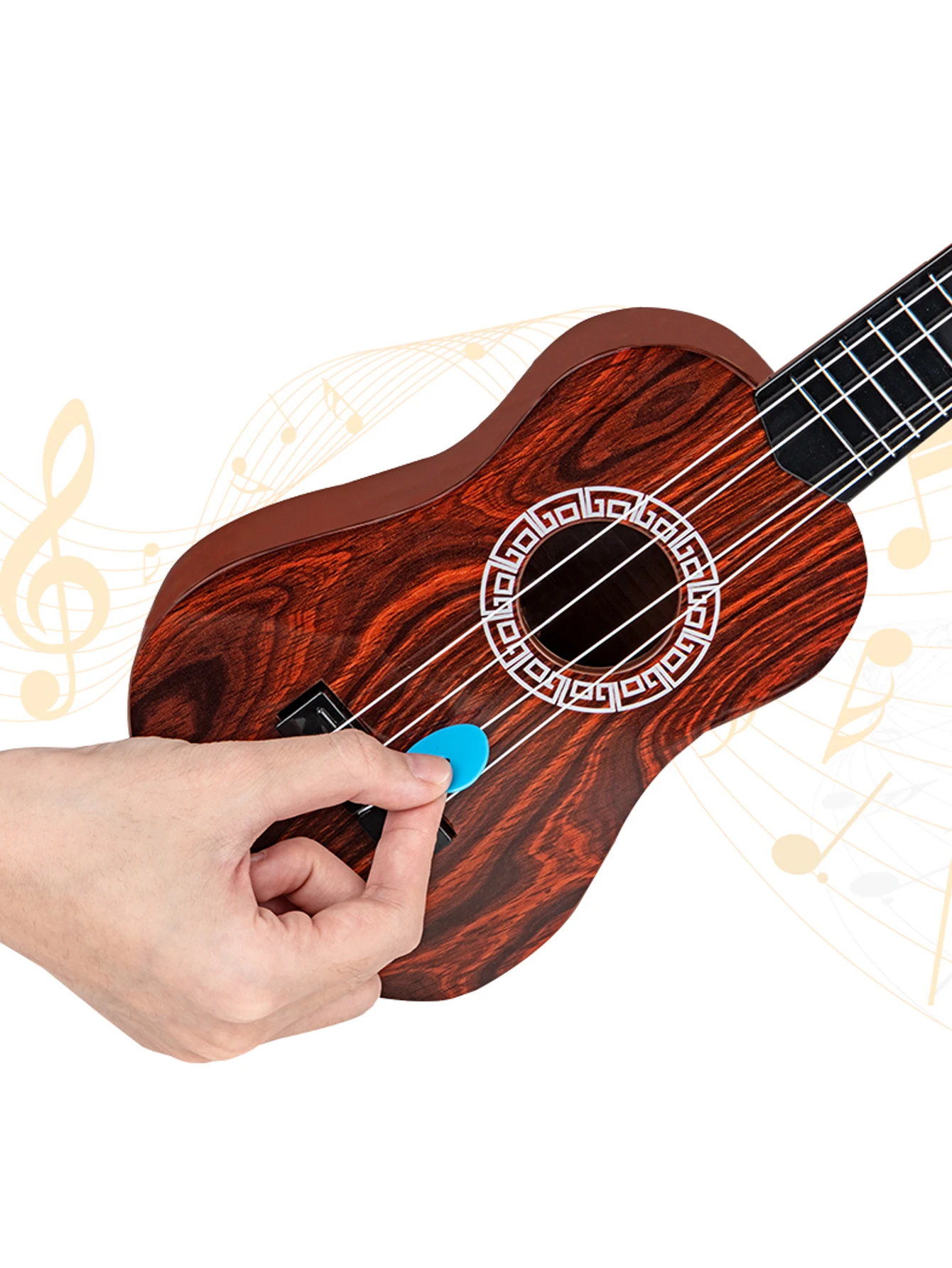 Toy Ukulele Classical Guitar Musical Instrument, Kids Play Early Educational Learning, Adjustable Atrings with Paddles 2 Colors 5