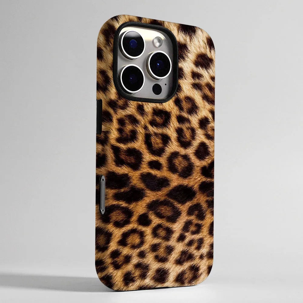 Leopard Pattern Magnetic Phone Case with 2-in-1 Film Shell Cover
