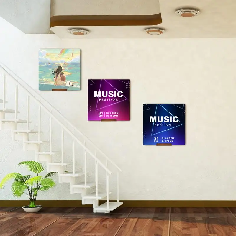 6Pcs Wood Vinyl Record Shelf Wall Mount Small Wall Record Holder Display Shelf Vinyl Record Shelves Record Album Display Holder 4