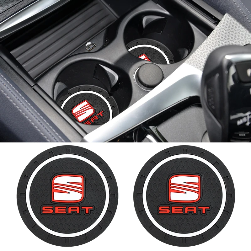 2Pcs Car Coaster Water Cup Bottle Holder Mat Antiscivolo Pad Accessori Per Seat Leon Cupra Mk1 Mk2 Ibiza 6J 5F Fr Altea Alhambra
