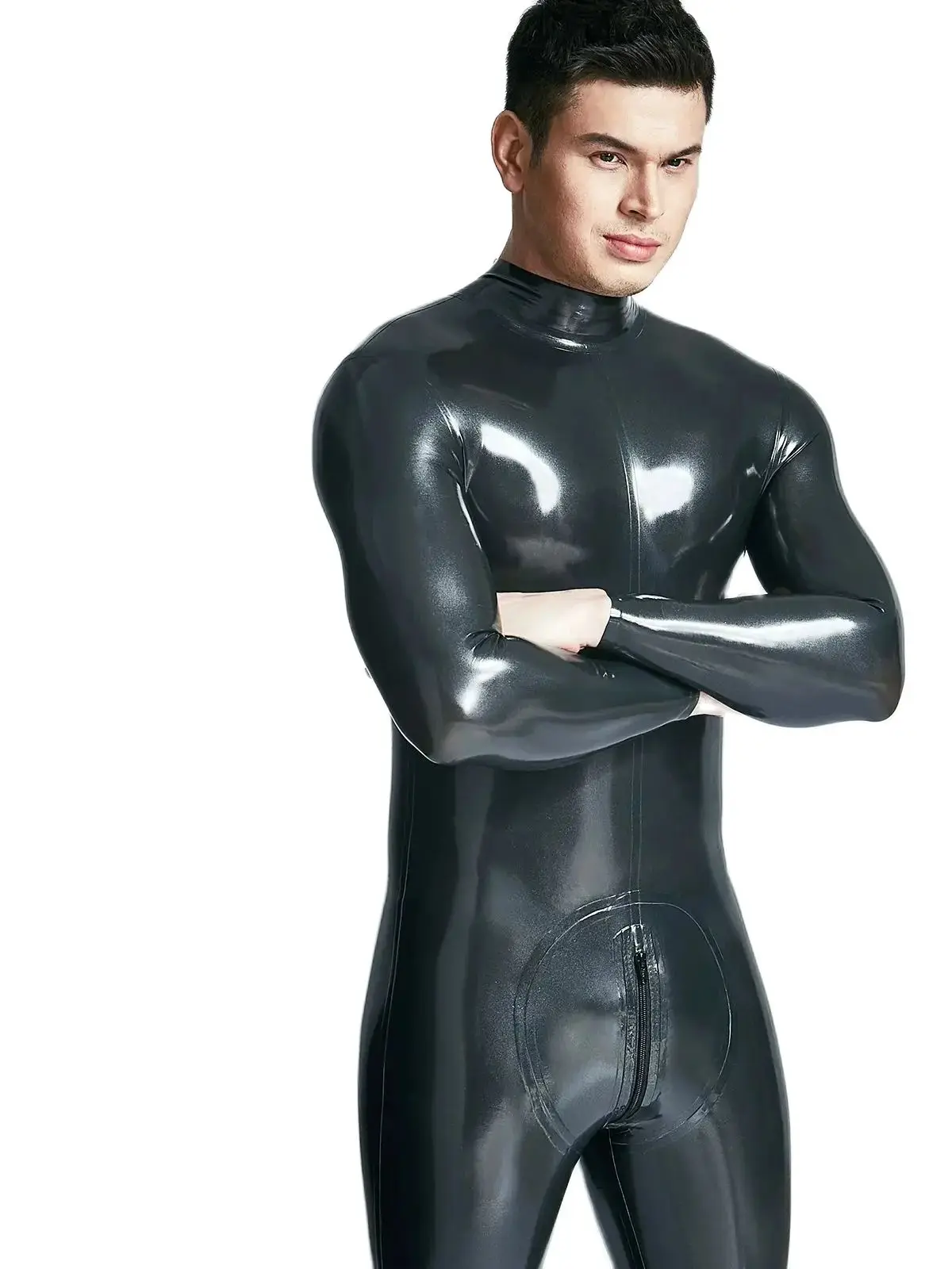 Men Latex suit rubber fetish Sultry and Sleek Men's Fetish Rubber Pants Latex Briefs with 3D Crotch and Transparent Design