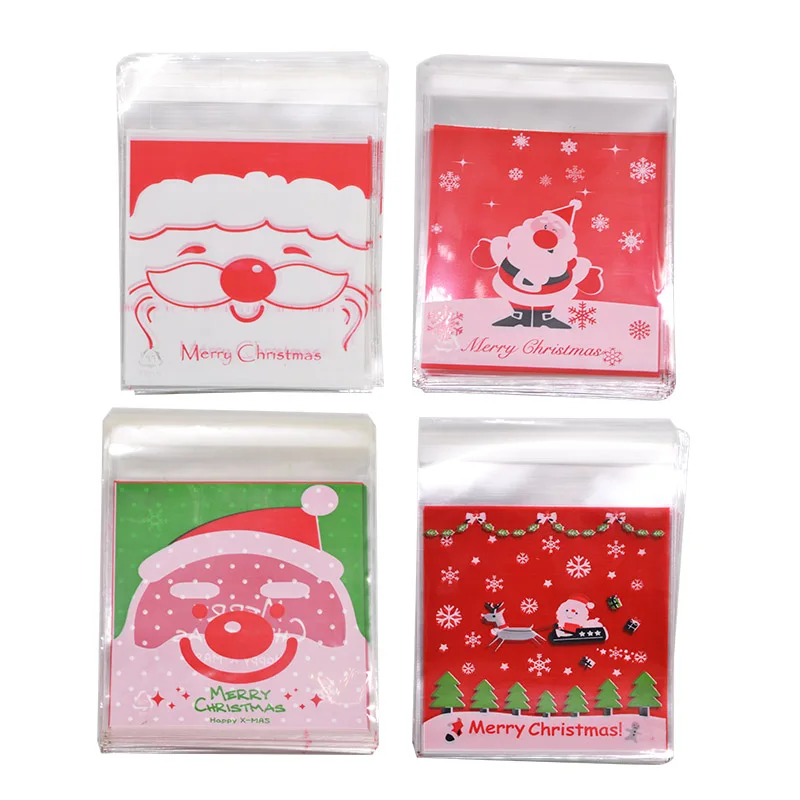100Pcs Weihnachten Süßigkeiten Taschen Cartoon Santa Claus Schneemann Selbst-klebe Verpackung Tasche Dekor Weihnachten Dekoration Navidad Neue Jahr – Detail 4