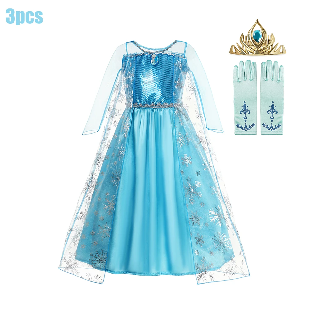 thumbnail image 1 of Disfraz de princesa de Disney para niña, vestido de Frozen, Elsa, Anna, disfraz de carnaval, Vestidos de fiesta de cumpleaños, traje de verano para niños, 1 of 5
