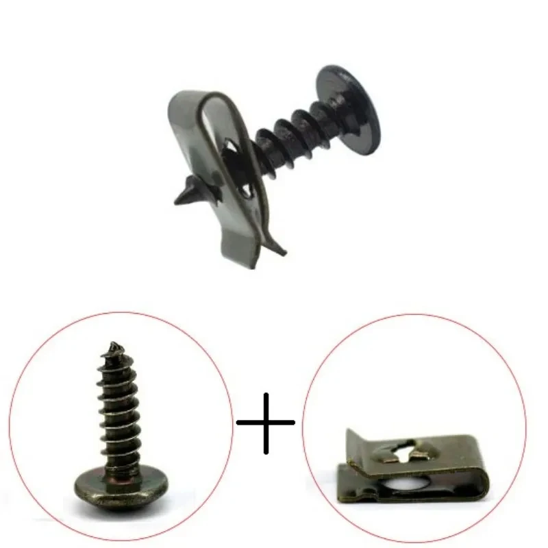 30pcs Car Motorcycle Scooter ATV Moped E-bike Plastic Cover Metal Retainer U-Type Clips Self-tapping Screws - Image 5