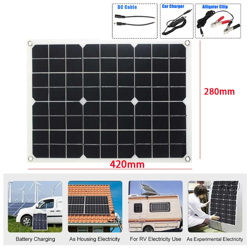 Description Picture 4 of item5V 12V Solar Panel Camping  Kit Plate  Car Accessory Generator With  Panels Set  Charge Sine Wave Inverter Power energia solar