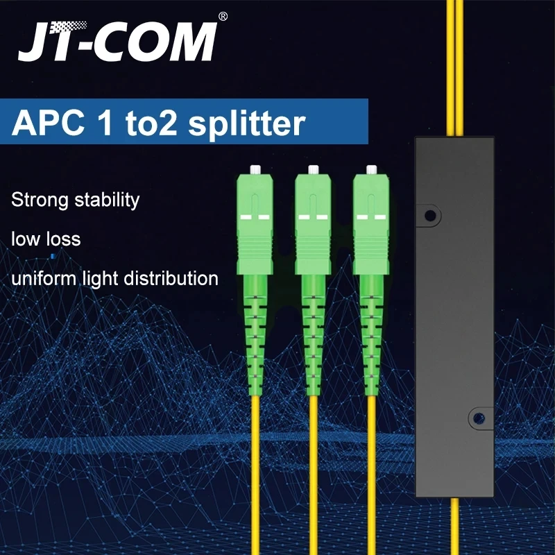 

New SC APC 1X2 PLC Single mode Fiber Optical splitter 1m FTTH PLC optical fiber splitter FBT Optical Coupler Free Shippping