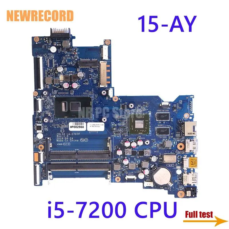 

For HP 15-AY Series Laptop Motherboard CDL50 LA-D707P With SR2ZU I5-7200 CPU R5 M330 GPU DDR4 Main Board Full Test