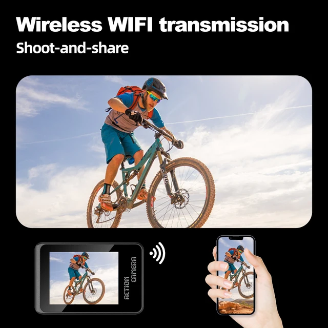4K Action Camera 2.0 Inch IPS Touch Screen 170° Wide Angle 4x Zoom 30M Waterproof Optional 6 Filter Anti-shake Sport Camera 5