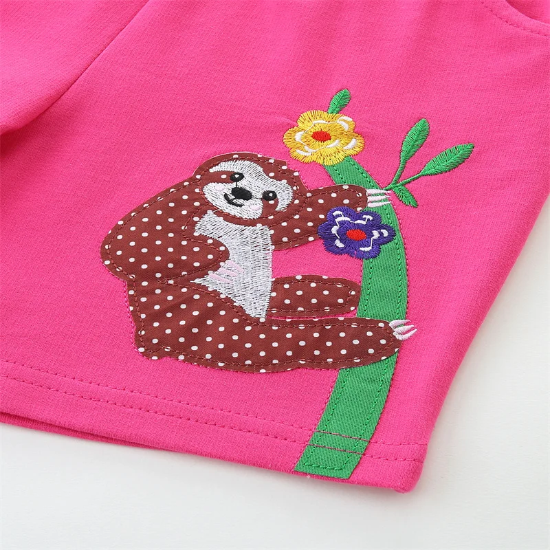 Jumping Meters 2-7T Summer Shorts For Boys Girls Pockets Sloth Applique Baby Drawstring Toddler Short Pants Fashion Kids Clothes kids shorts