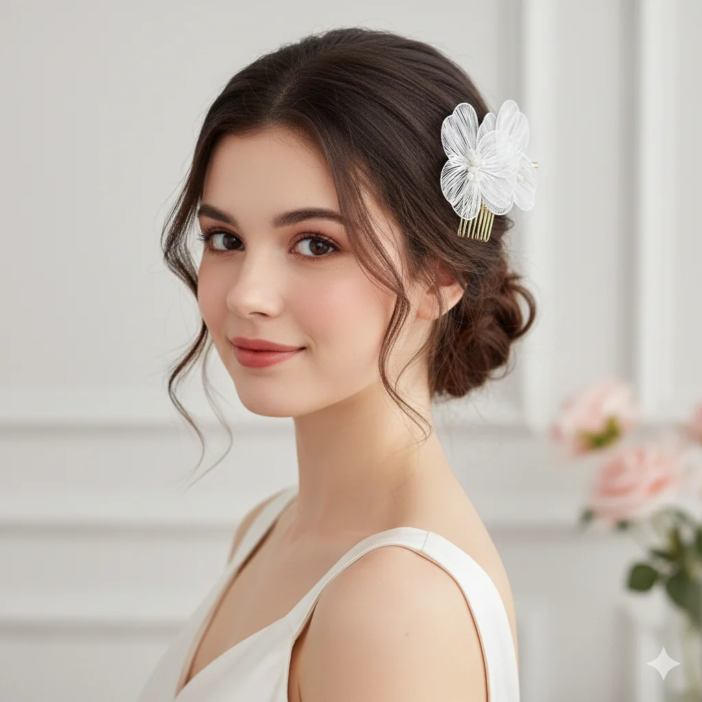 Modische 1/2 Stück/Set Perlen-Haarspangen für Frauen, silberne Braut-Haaraccessoires, Hochzeitsschmuck, Kopfschmuck für Frauen und Mädchen – Detail 3