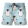 3D Printed Penguin Men's Short Pants Fashion Hawaii Beach Shorts Cool Casual Summer Quick Dry Animal Pattern Sports Swim Trunks 3