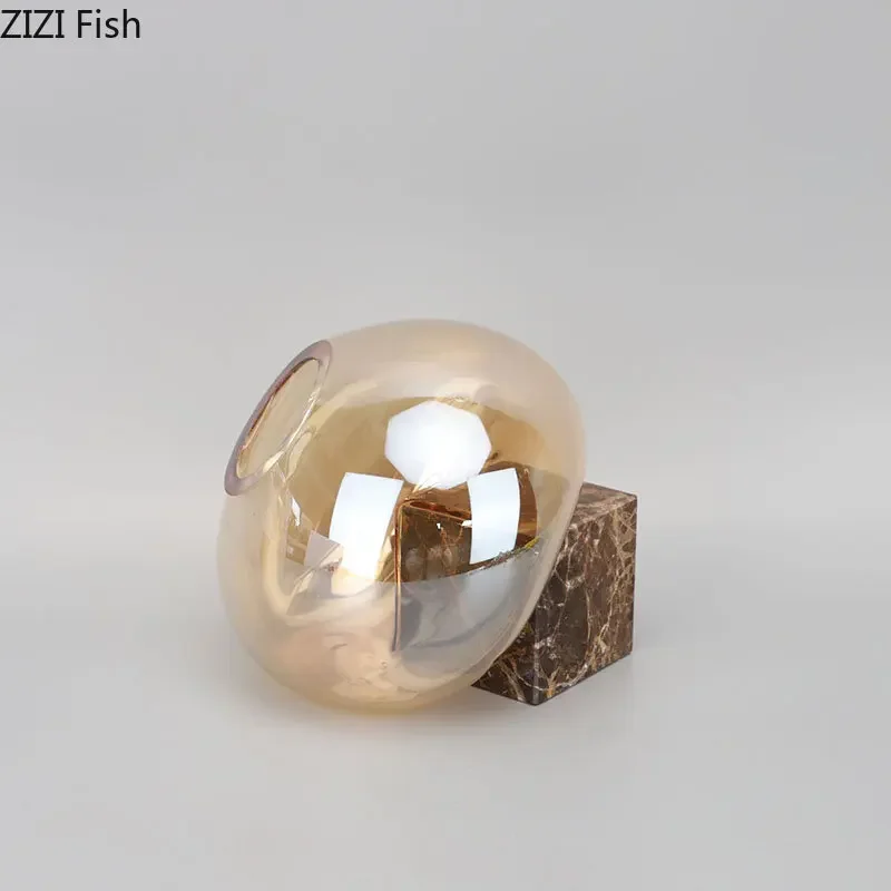 Transparent Brown Glass Vase with Marble Base 5