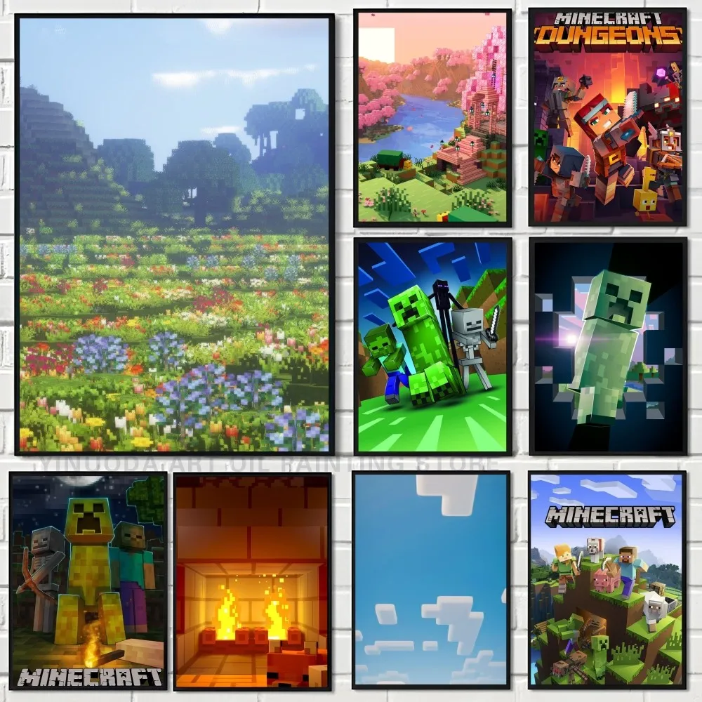 1PC-Minecraft-Poster-Self-adhesive-Art-Waterproof-Paper-Sticker-Coffee ...