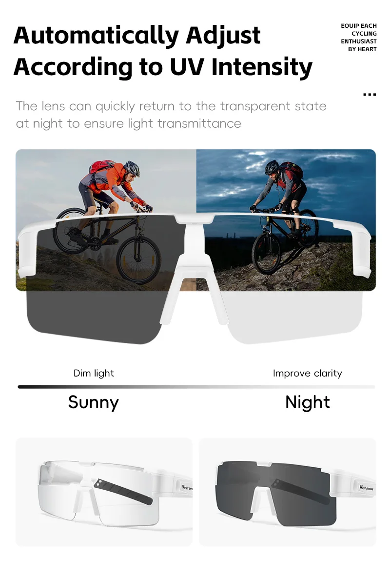 WEST BIKING Polarisierte/Photochrome Fahrradbrille UV400 Blendschutz Überbrille für Kurzsichtige Leichte Outdoor-Sportbrille – Detail 8