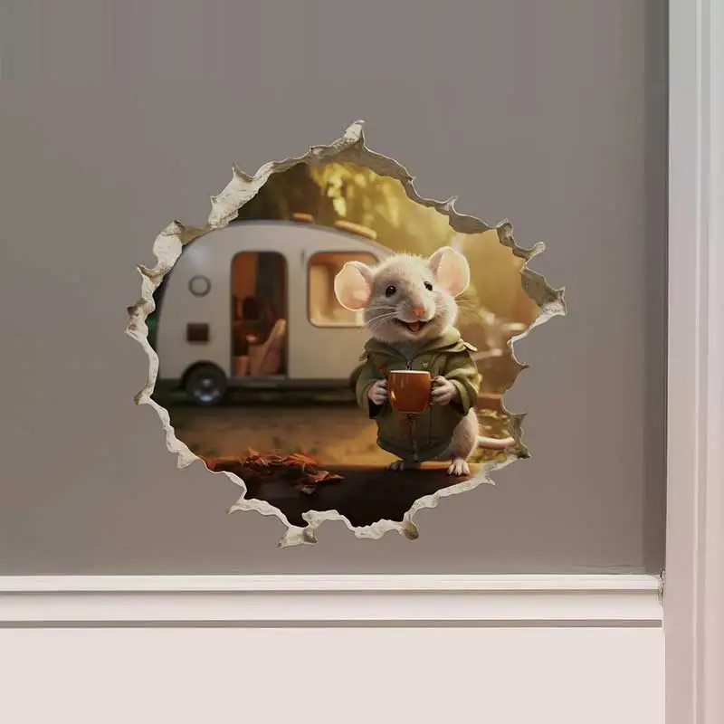 M453 18 Styles Skateboarding Surfer Mouse in Mouse Hole Aufkleber – Mouse Hole 3D Wall Sticker – Detail 17