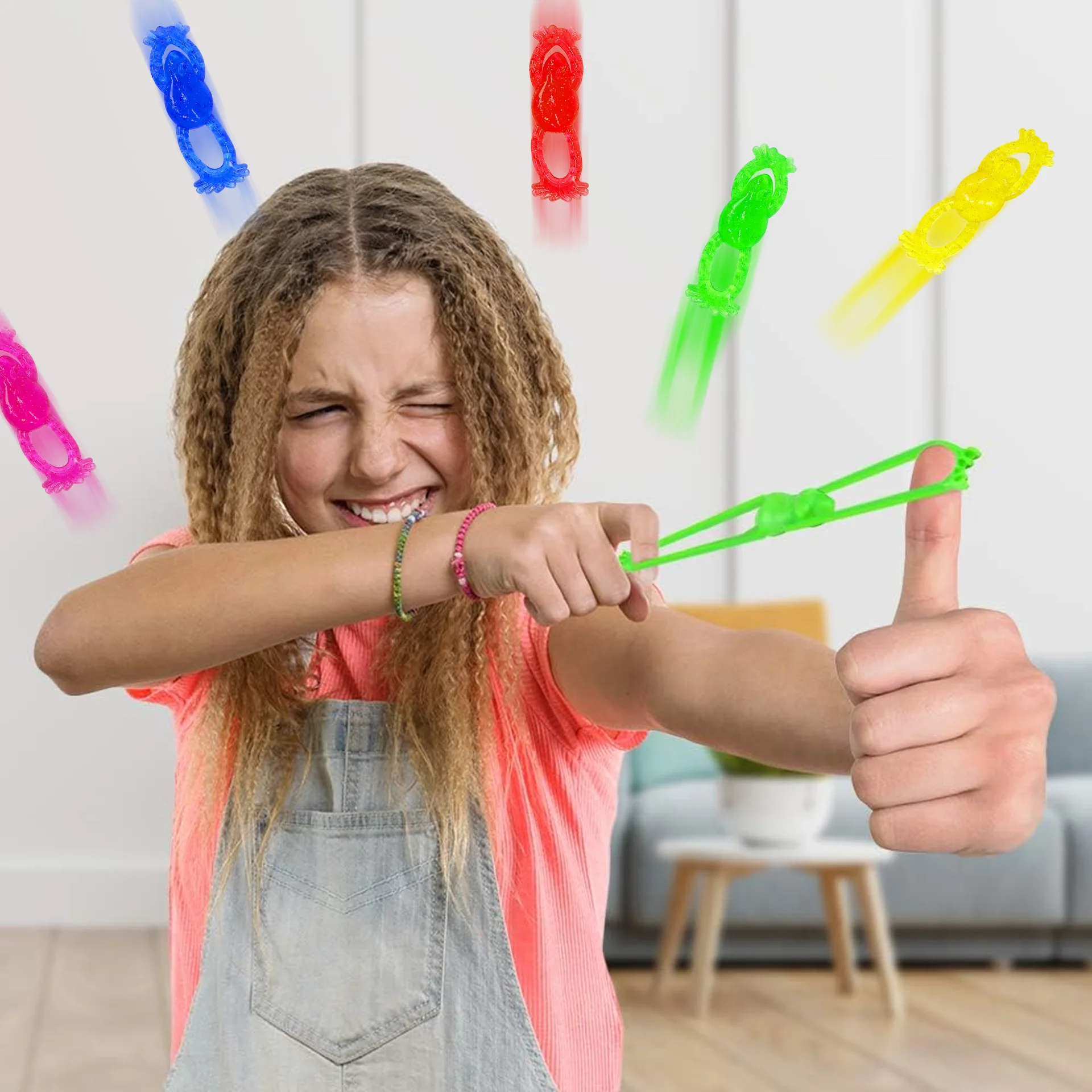 5/10Pcs Funny Frog Catapult Launcher Slingshot Finger Sticky Toys Kids Adult Birthday Party Favors Goodie Bag Pinata Fillers