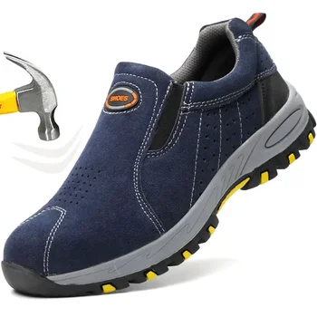 Protezione del lavoro Stivali da lavoro di sicurezza Anti-sfondamento Anti-perforazione Saldatore Punta in acciaio industriale Scarpe da ginnastica slip on da uomo 1