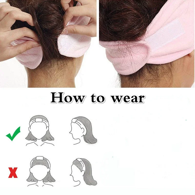 3 Pezzi Fascia per Capelli da Trucco, Fascia Spugna Makeup Donna, Regolabile Spa Fascia con Magic Tape per Lavare il Viso, Trucco, Doccia, Massaggi, Sport (Nero