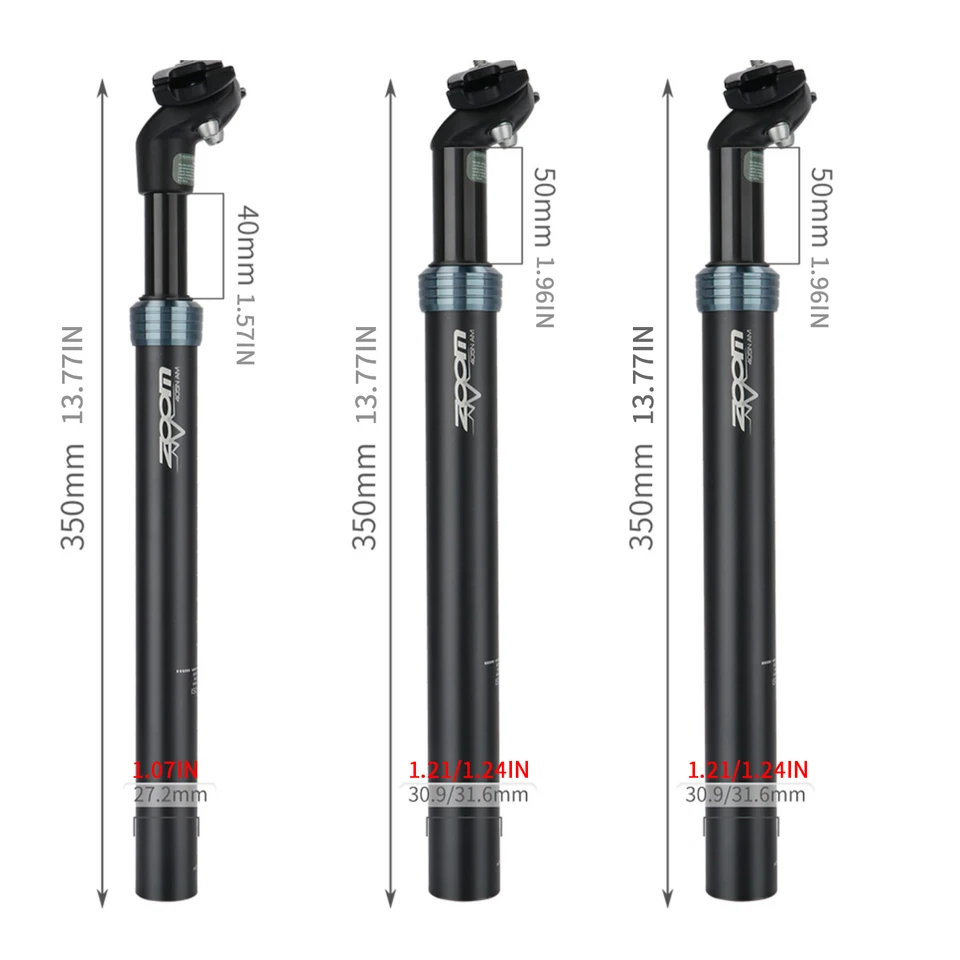 Zadelpen diameter 27,2 mm lengte 350 mm zwart