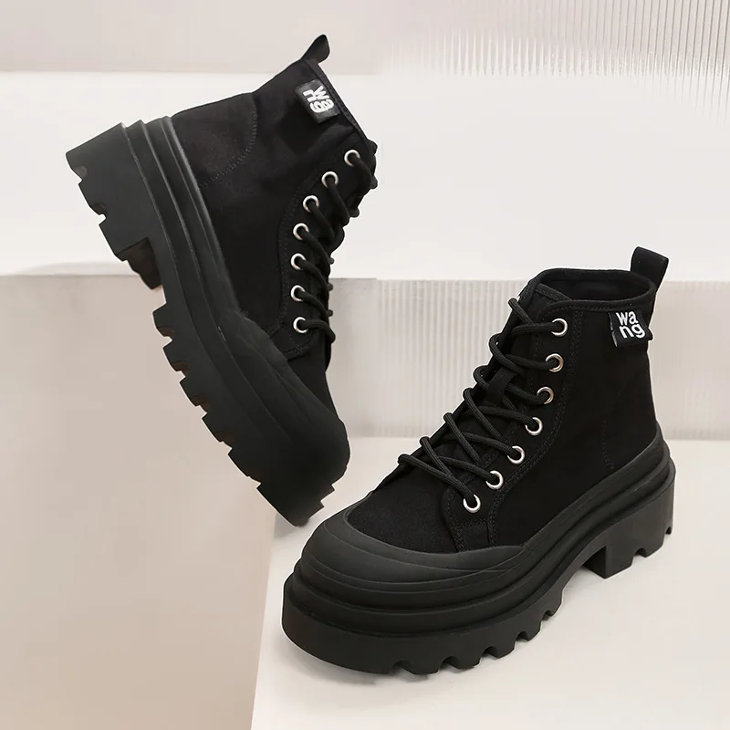 Fashion Canvas Shoes Women High Top Canvas Sneakers Casual Shoes for Women 2023 Autumn New Solid Color White Shoes 40 Size