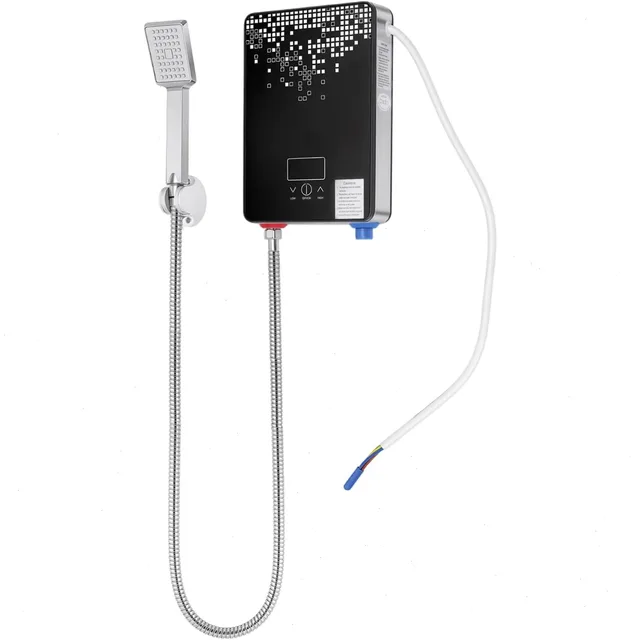 Chauffe-eau instantané pour douche 220V, mini chauffe-eau électrique avec douchette, appareil sous évier pour cuisines et salles de bain, 6500W, noir 1