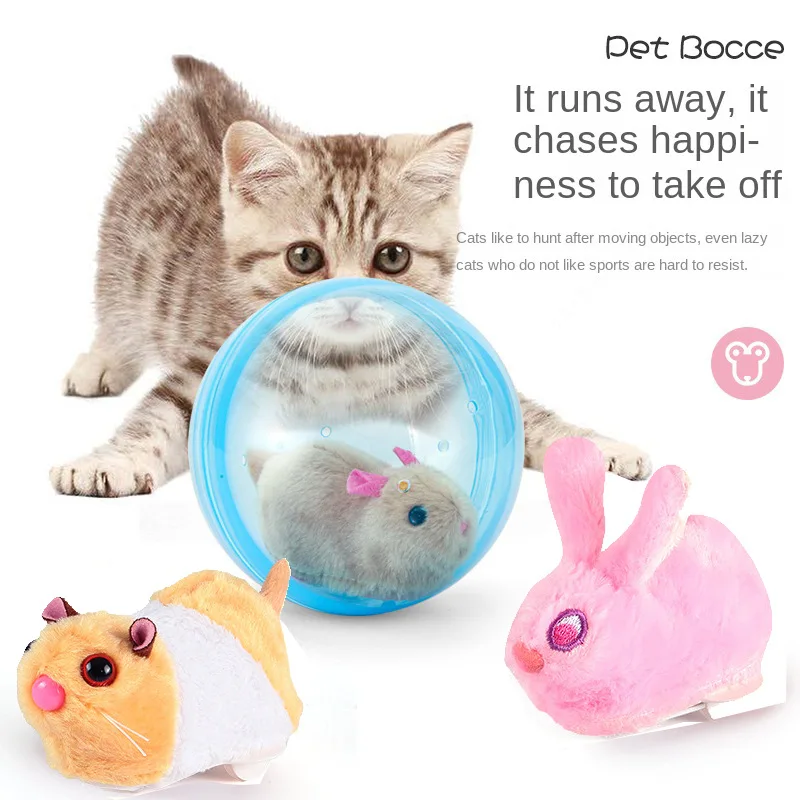 Cute Simulation Plush Rabbit Hamster Running Ball Toys Baby Learning To Crawl Turn Ball Electric Plush Pet Interactive Toy Gifts