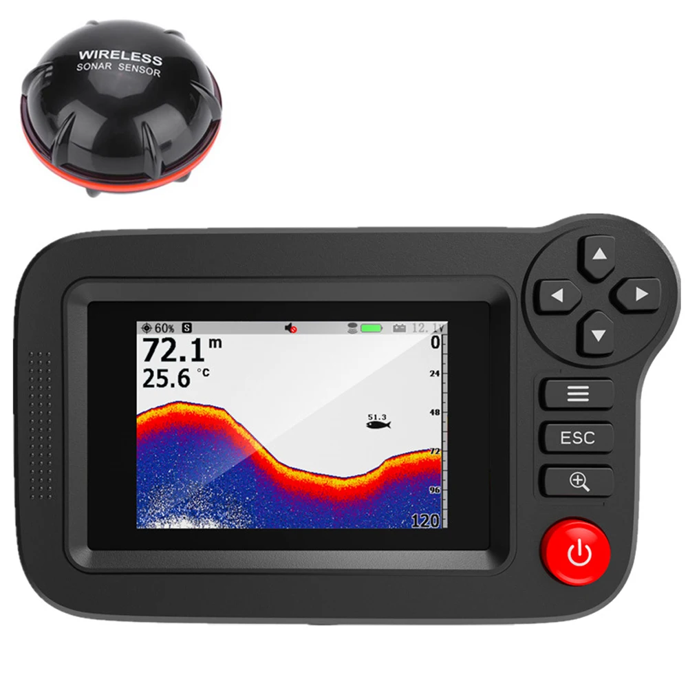 Fish Finder Depth Locator Handheld Fish Finder 3.5in Wireless Sonar Underwater Depth Sounder with Fishing Detector