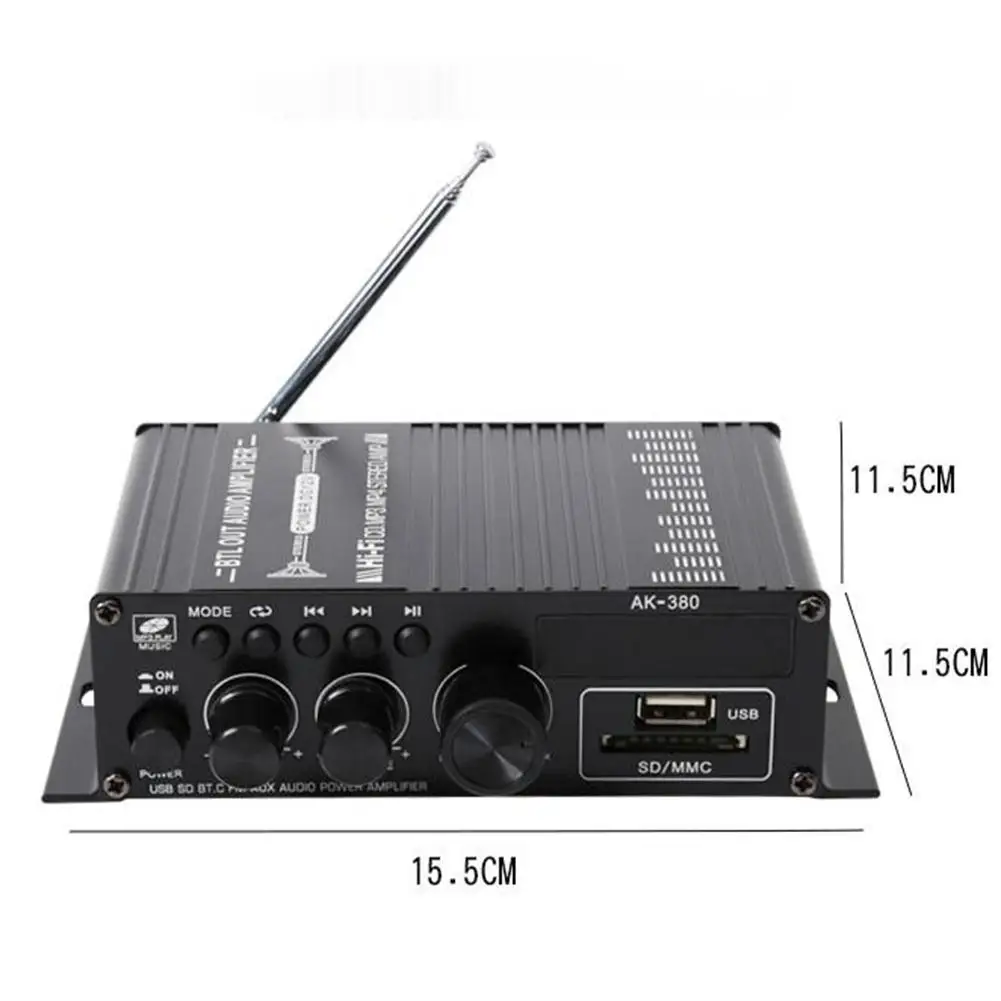 Amplificador de Potência Digital sem Fio Ak380 Bluetooth 5.0 hi fi fm Áudio Som Estéreo Subwoofer Adequado para Karaokê Casa Carro - Image 6