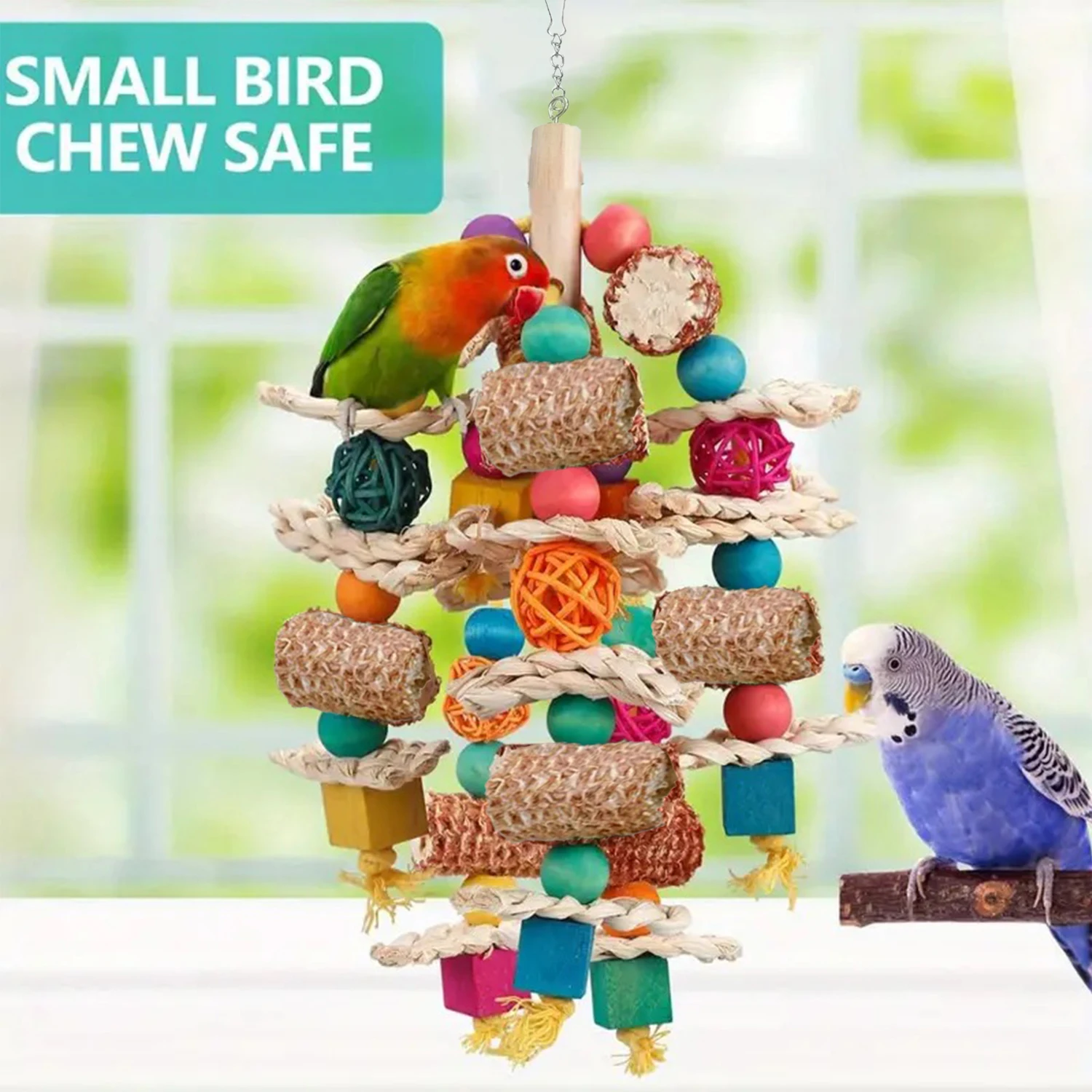 Parrot Toys Natural Corn Wood Parrot Bird Toys Love Bird Cage Funny Training Bite Resistant Tearing Toy