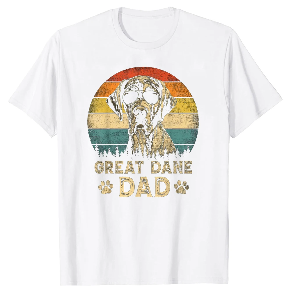 Vintage Great Dane Dad Dog Lovers Father's Day T Shirts Summer Graphic Cotton Streetwear Pet Gifts T-shirt Mens Clothing_voghion.com