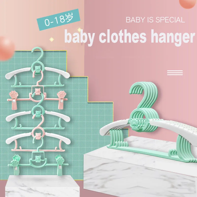 Cute Child Baby Clothes Hanger With Clothespin Adjustable Storage Rack Home  Storage Organizer For Kid Clothes Coat Dress - AliExpress