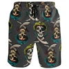 Skull Flower 3d Printed Shorts For Men Street Clothing Short Pants Striped Gradient Color Fashion Summer Loose Short Trousers 2