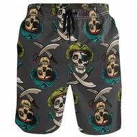 Skull Flower 3d Printed Shorts For Men Street Clothing Short Pants Striped Gradient Color Fashion Summer Loose Short Trousers 2