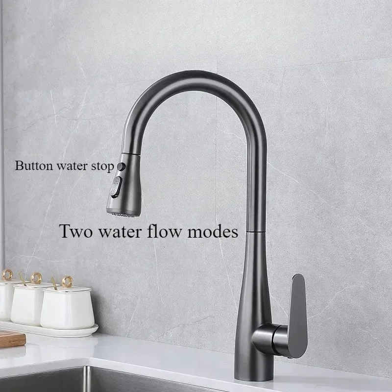 Kitchen faucet, stainless steel pull-out faucet, vegetable basin sink hot and cold faucet