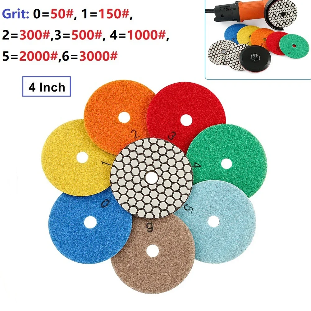 4 Inch Diamond Dry Polishing Pad Flexible Sanding Disc For Granite Marble For Marble Granite Quartzite Glass