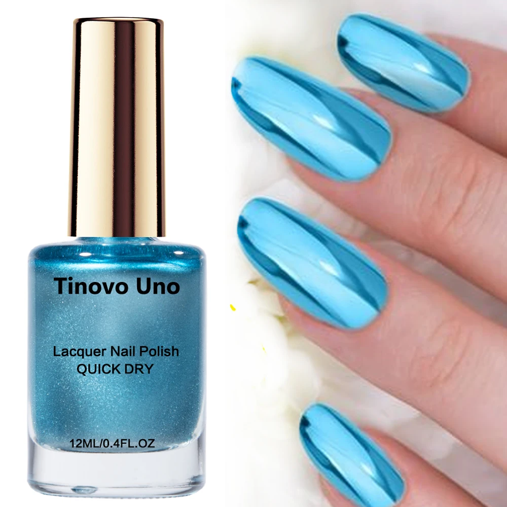 Tinovo Uno Metallic Blue Nail Polish Normal Regular Nail Lacquer Mirror Shine Finish Base Coat Top Oil Manicure Nail Supplies 5