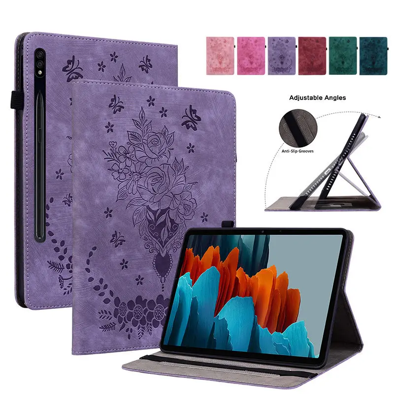 Per Samsung Galaxy Tab S9 S7 Fe Custodia 12.4 "Tab S9 Fe + S7 S8 Plus Cover Rose Flower Funda In Rilievo Per Galaxy Tab S7 S8 S9 5G