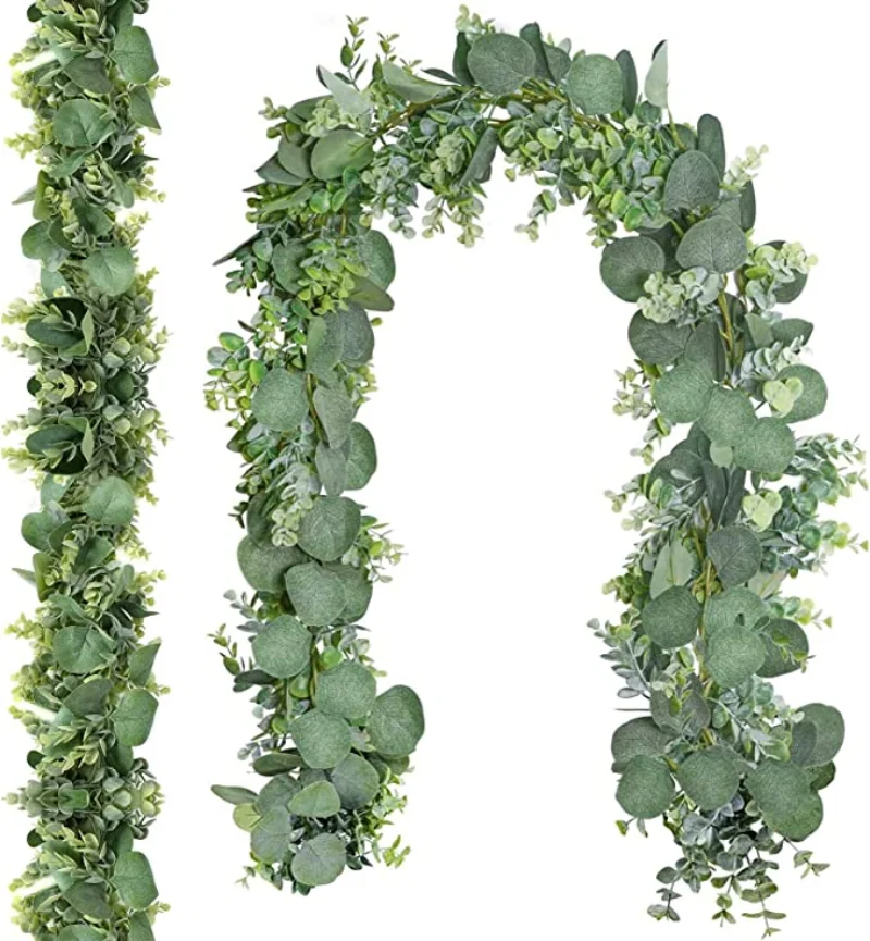 

Artificial Eucalyptus Leaves Vines Eucalyptus Garland 6' Long Faux Silk RATTAN for Wedding Backdrop Arch Home Room Garden Decor