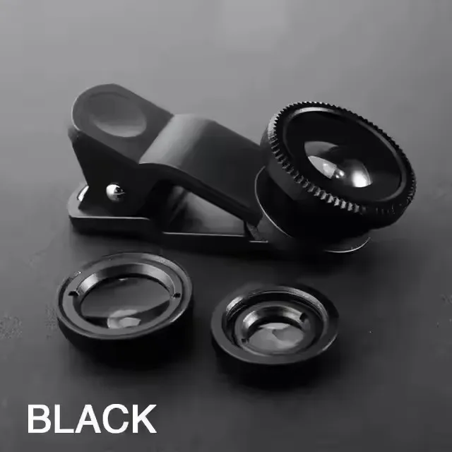 Universal 3-in-1 Smartphone Camera Lens Kit: Fisheye, Wide Angle, and Macro with Clip Attachment