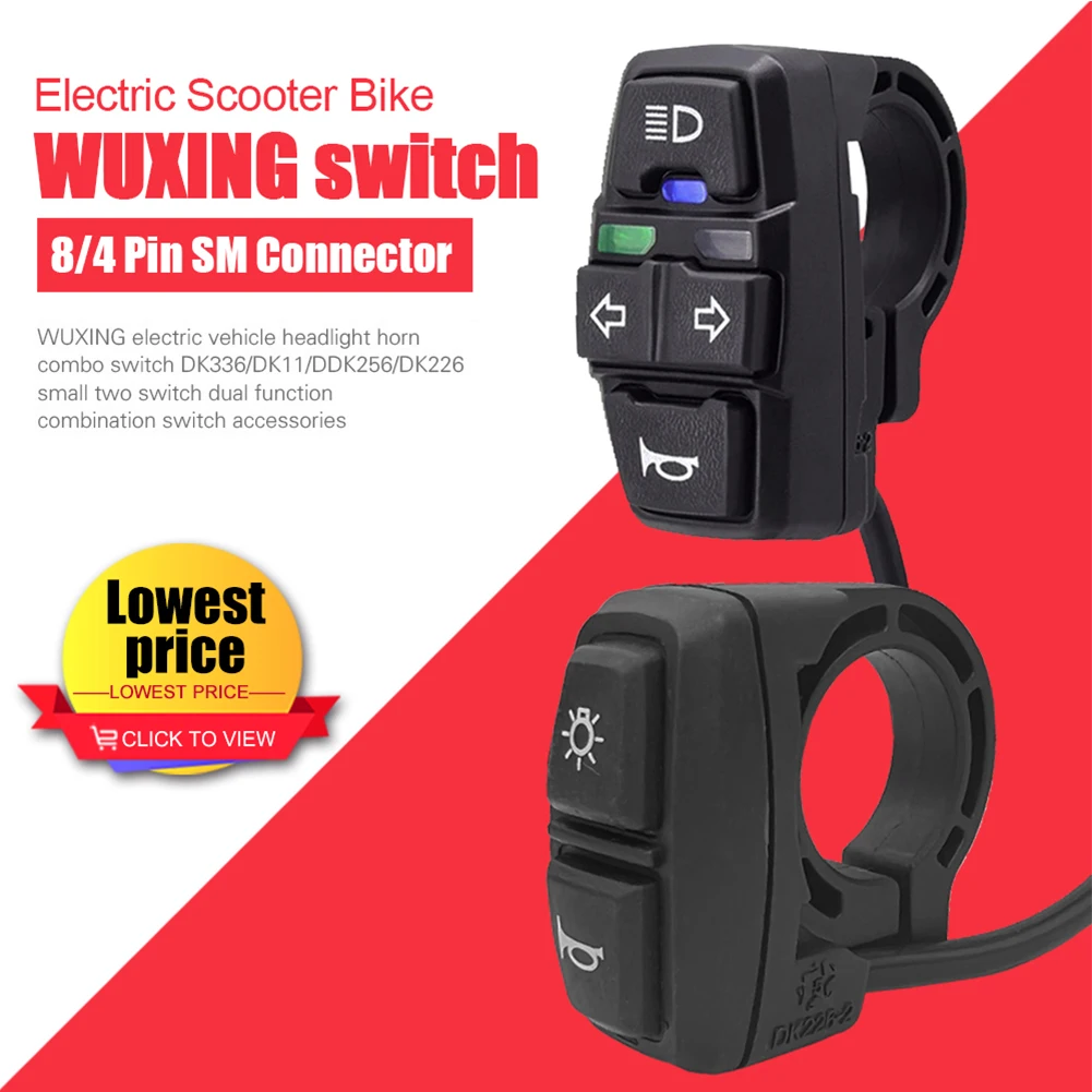 

Wuxing DK336 DK256 DK226 DK11 Light Horn Switch For Electric Bike Motorbike Lamp and Horn Turn Signal Switch E-bike Accessories