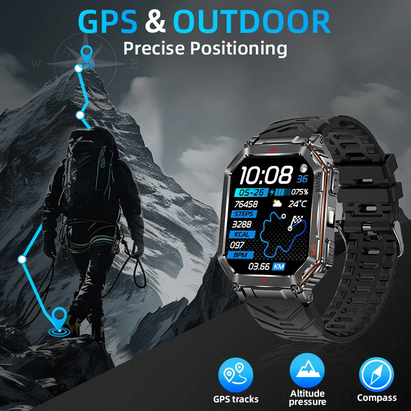 LIGE GPS ����Ʈ �ð� ���� LED ������ �߿� ������ ��Ʈ�Ͻ� ��ħ�� �ð� 450mAh ���͸� ��� �������� ��ȭ Smartwatch