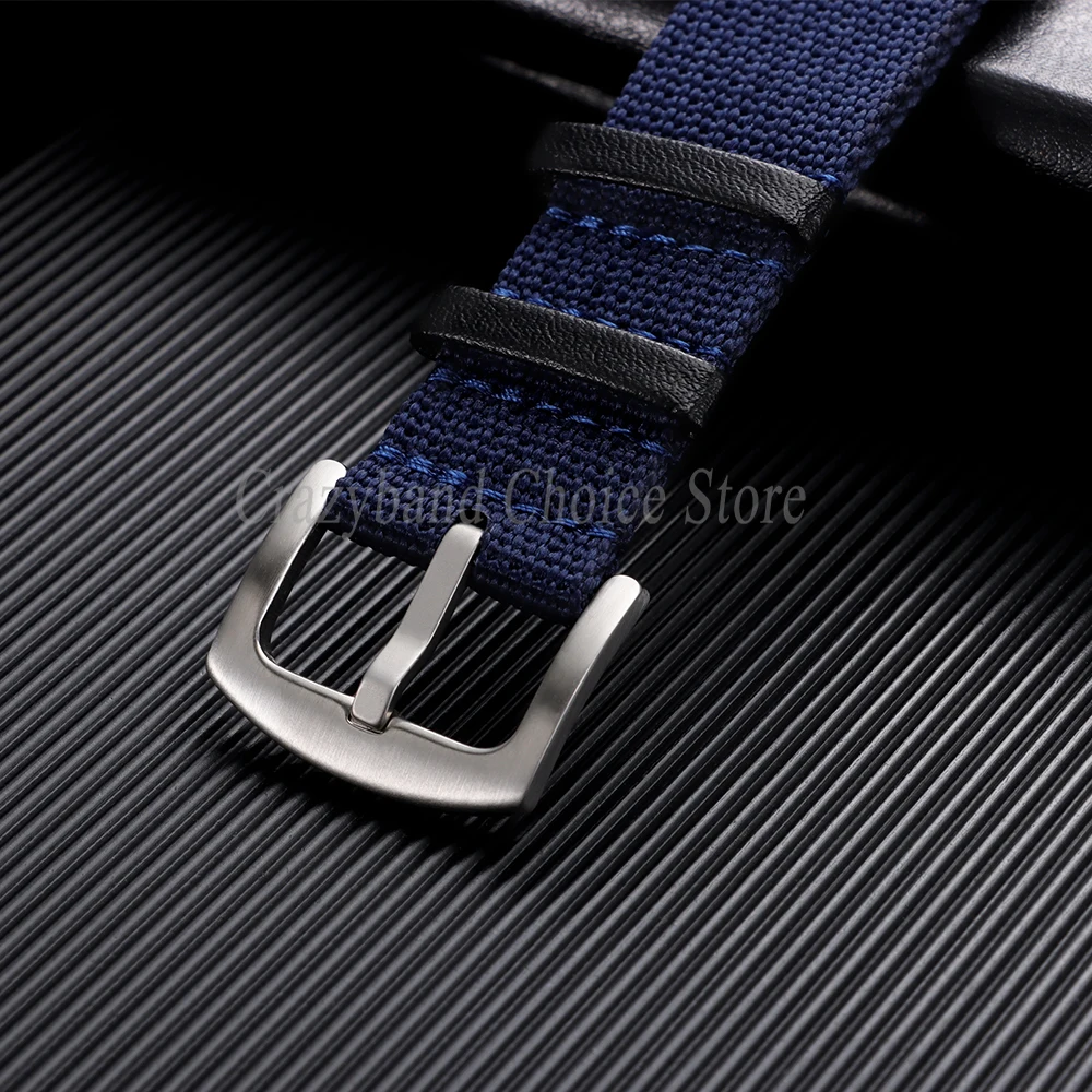 Breathable Retro Men’s Sports Nylon Watch Band in Khaki Field 20/22mm