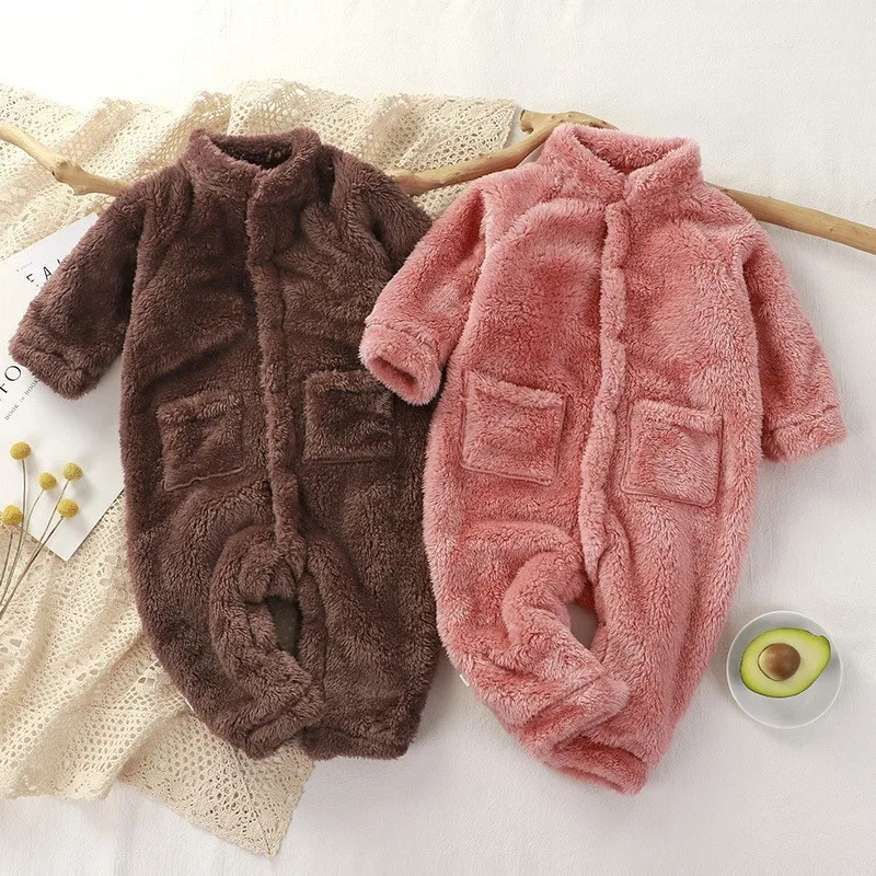

Baby Rompers Newborn Baby Clothes Unisex Winter Flannel Jumpsuits Toddler Jumper Infantil Boy One-pieces Corel Fleece Roupa Bebe