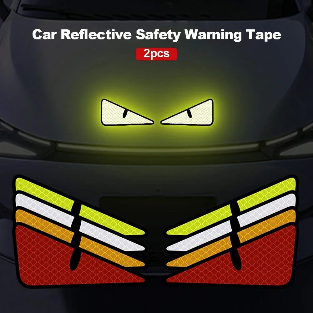 Reflective Tape Reflective Stickers 2Pcs Cat Eyes Pattern Night Driving Safety Decals for Auto Truck Motorcycle Reflector Sticker Car Reflective Safety Warning Tape