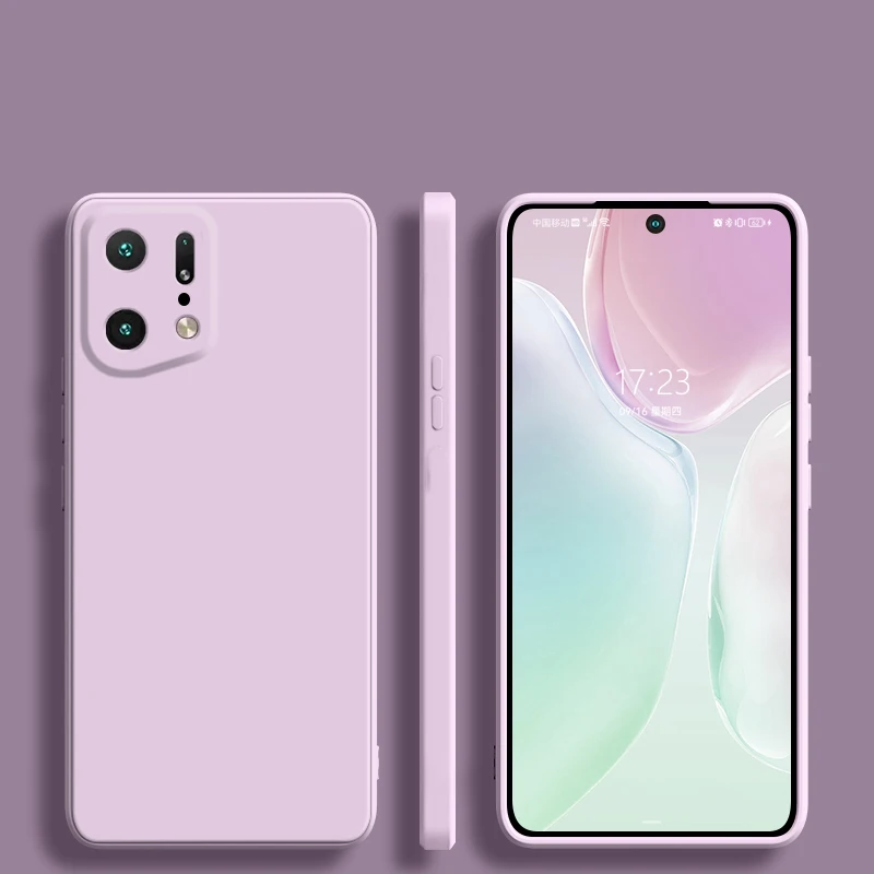 For OPPO Find X5 Pro Case Soft Liquid Silicone Phone Cover Coque Funda neck pouch for phone Cases & Covers