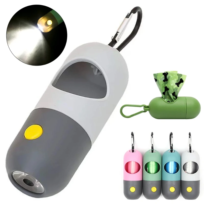 Led Light Dog Poop Bags Dispenser Degradable Waste Bag Outdoor Portable Pet Trash Bags